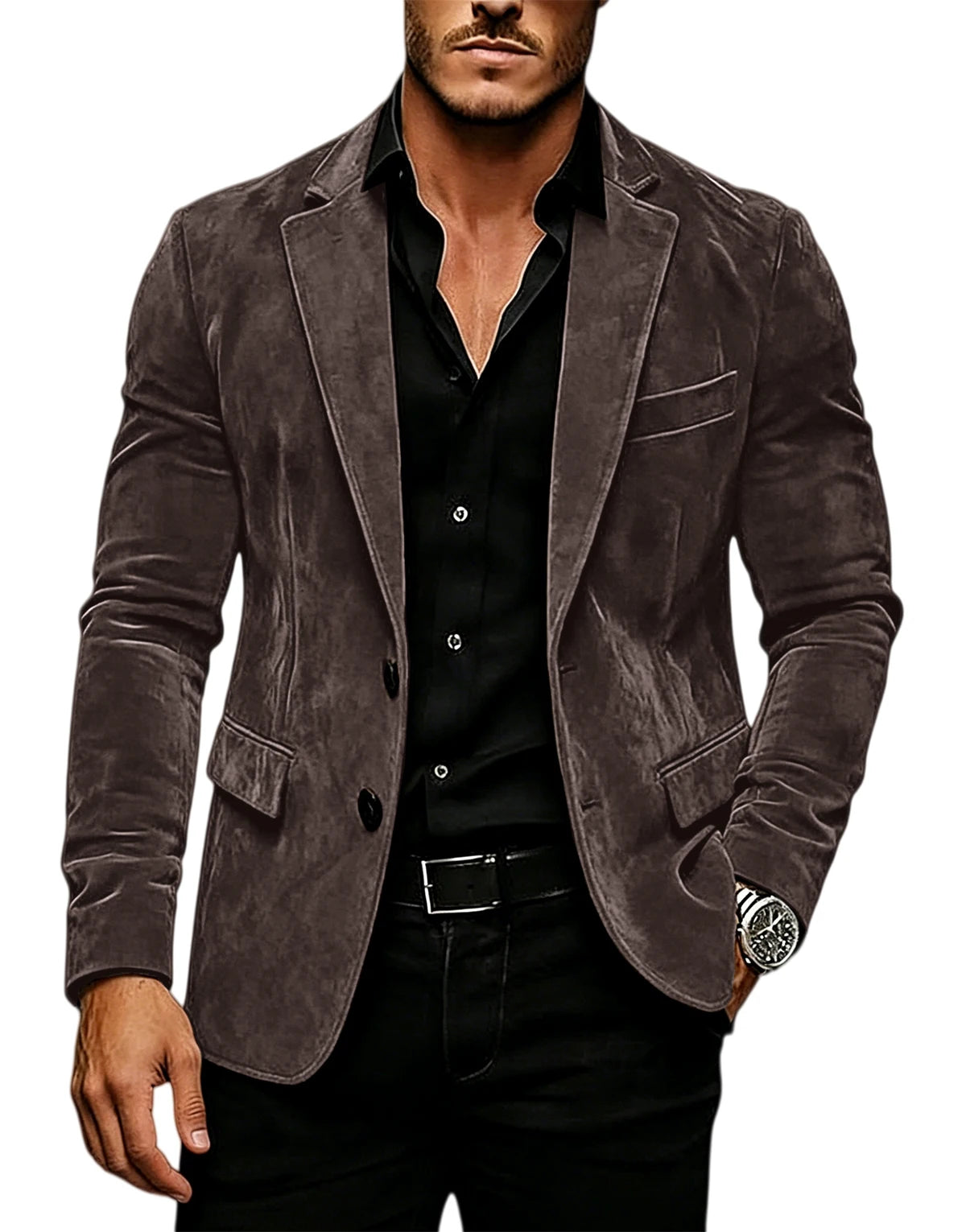 Blazer homme en velours effet suédé 2 boutons – CLEVI Paris