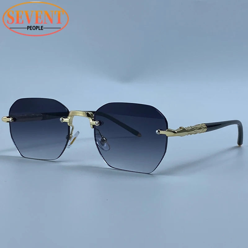 Lunettes de Soleil Steampunk Sans Monture Homme – Style Vintage Polygone UV400 – CLEVI Paris
