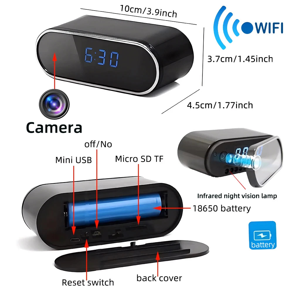 Mini Caméra WiFi 4K HD – Vision Nocturne 9 IR, Détection de Mouvement & Surveillance à Distance – CLEVI Paris