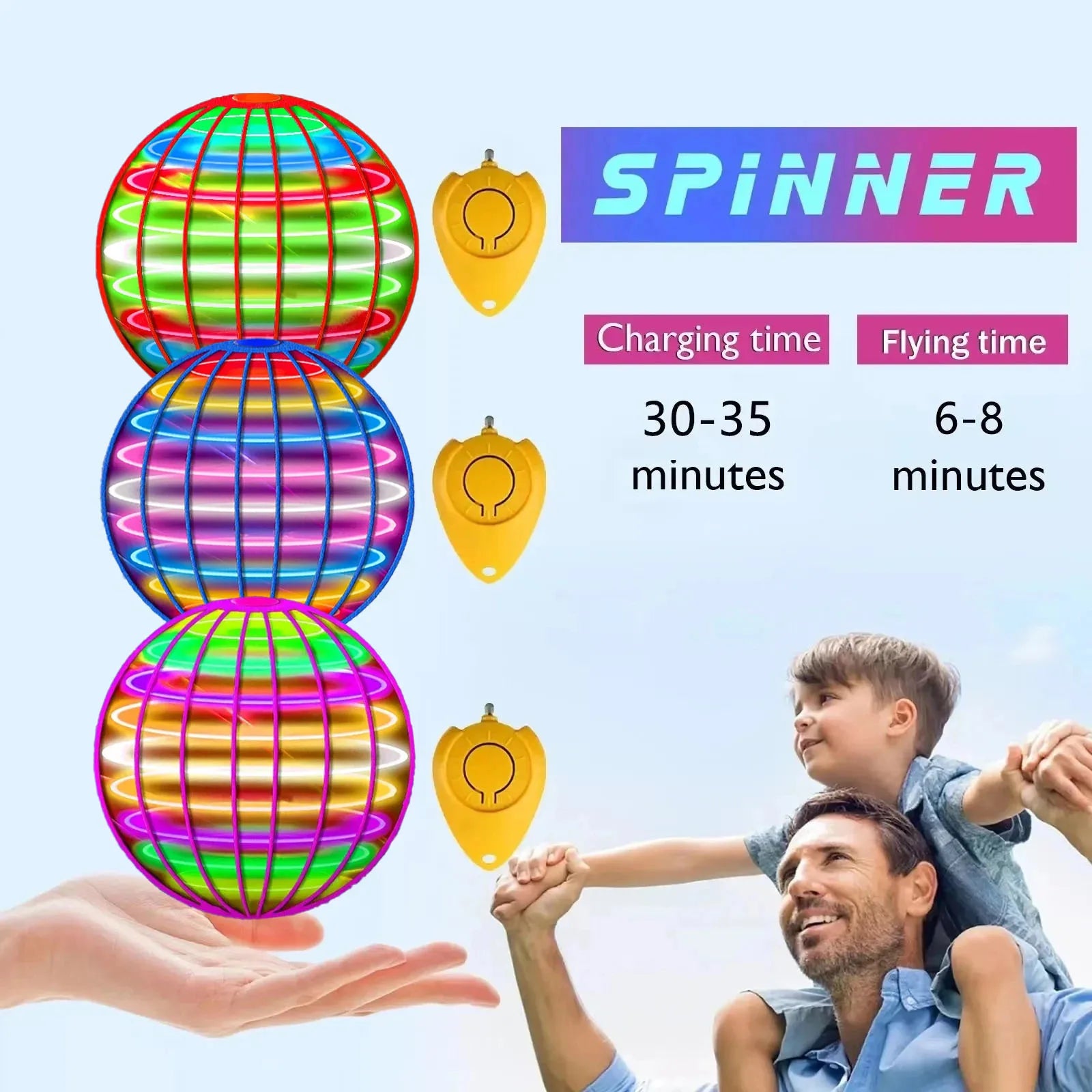 Boule Volante Spinner LED – Effet Boomerang, Acrobaties, Jouet Anti-Stress Enfant & Adulte