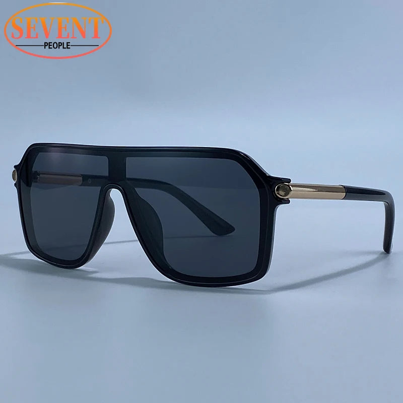 Lunettes de Soleil Monobloc Bouclier Oversize Homme – Monture Métal Style Vintage Outdoor UV400 – CLEVI Paris