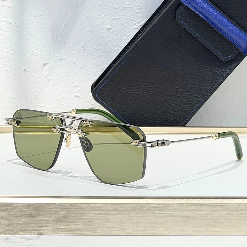 Lunettes de Soleil Sans Monture Double Bridge UV400 – Carrées, Alliage, Unisexe – CLEVI Paris