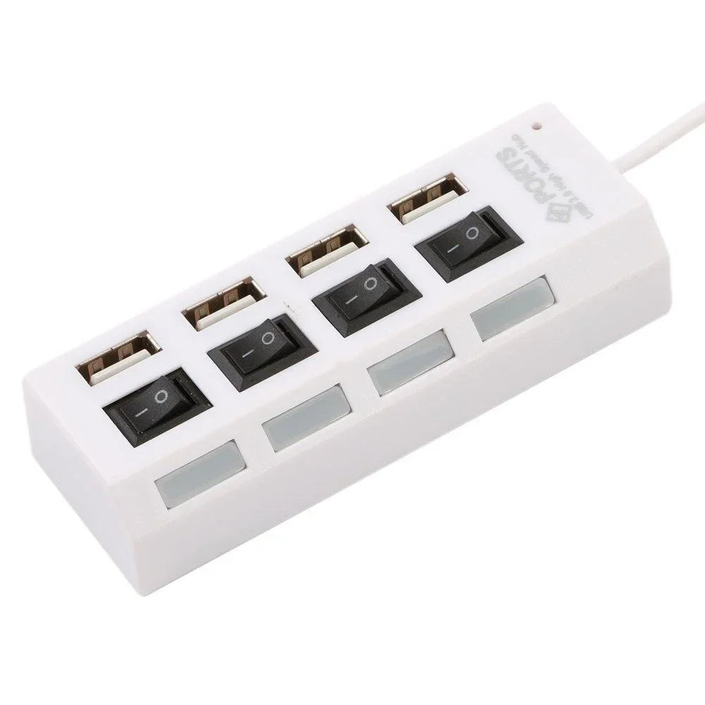 Hub USB 2.0 LED 4 ou 7 Ports Interrupteur ON/OFF Noir Blanc PC – CLEVI Paris