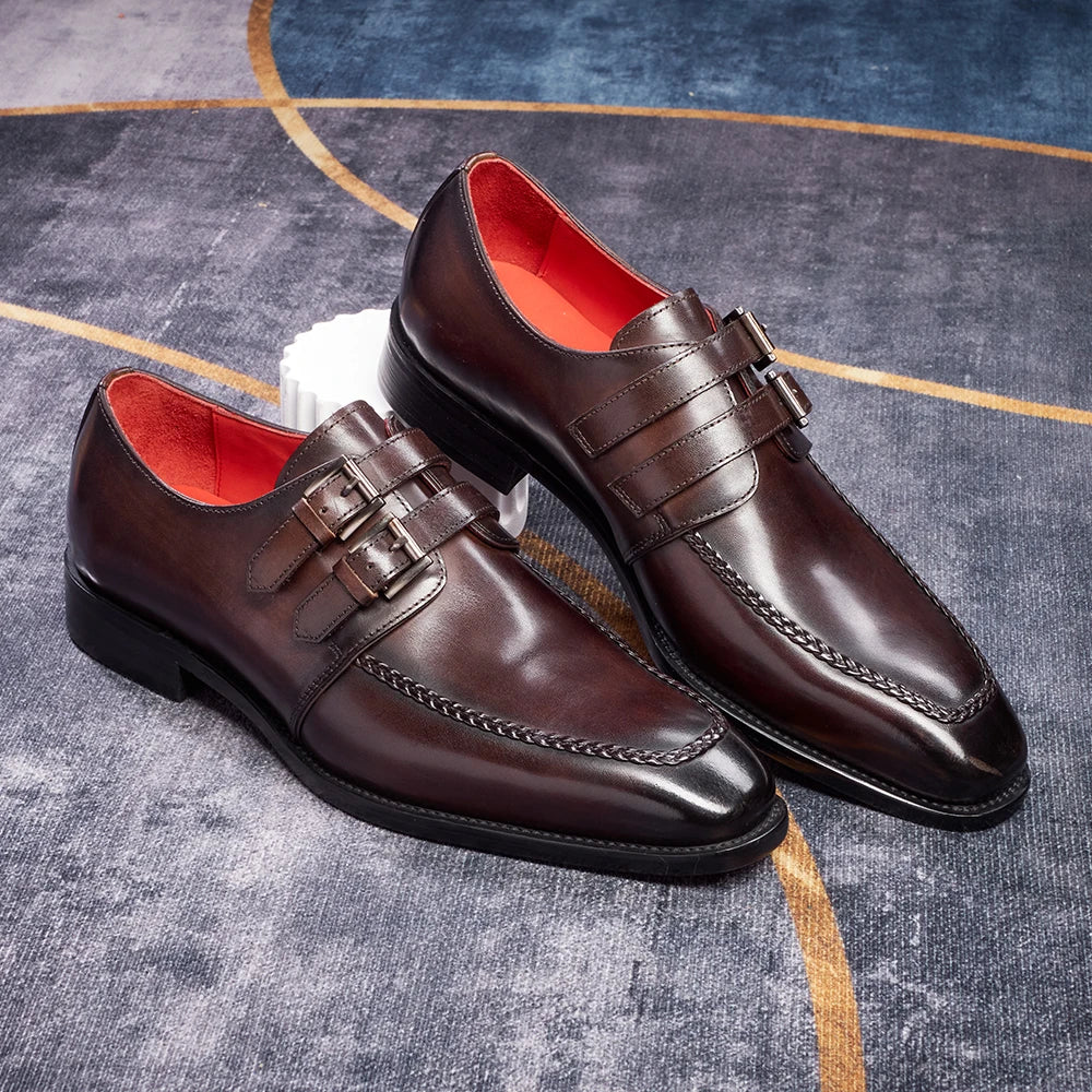 Derby Homme Oxford Brogue Peint à la Main – Cuir de Veau, Bout Pointu – CLEVI Paris