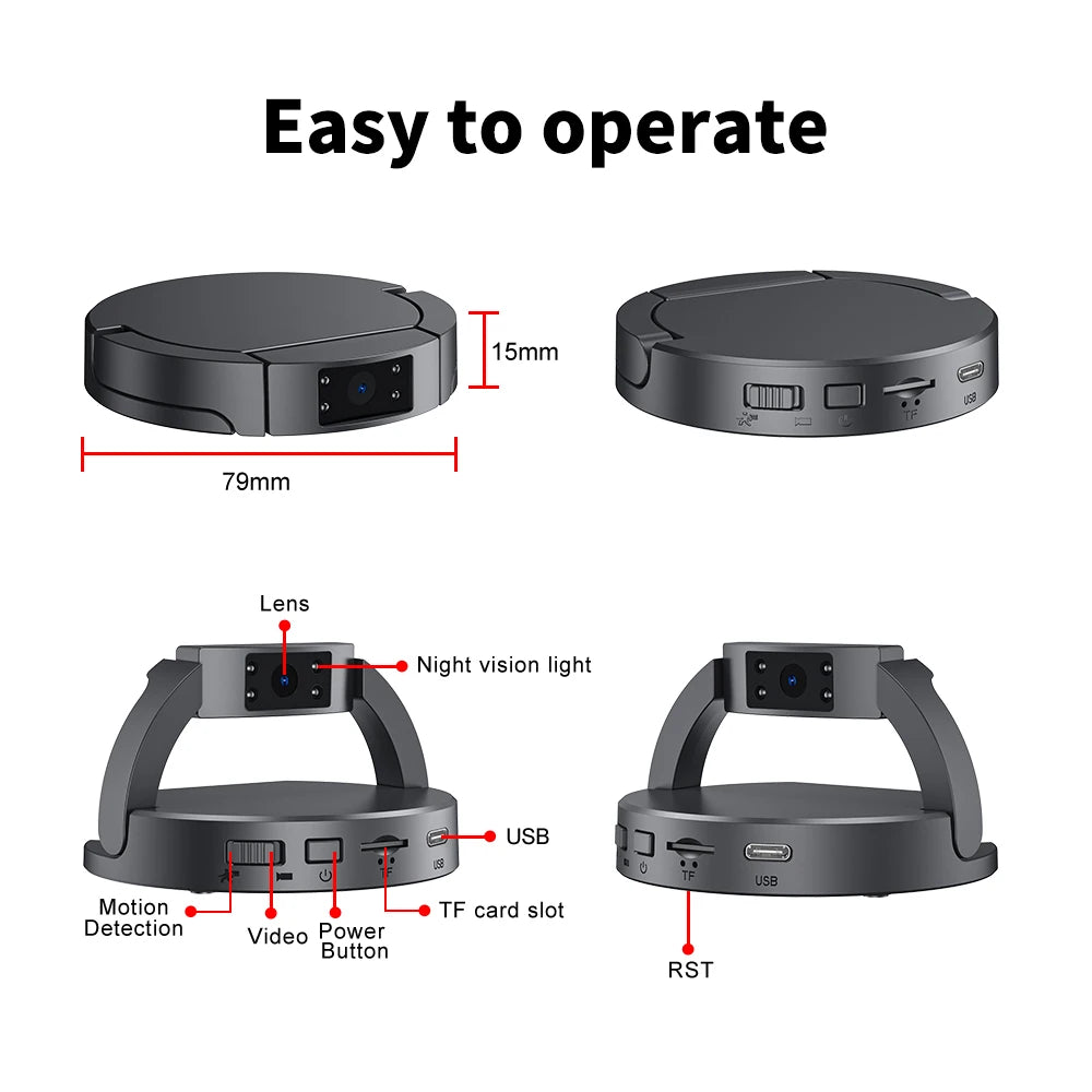 Mini Caméra Espion 1080p MD35 – Vision Nocturne IR, 9-10h Autonomie, Détection de Mouvement, Sans WiFi – CLEVI Paris