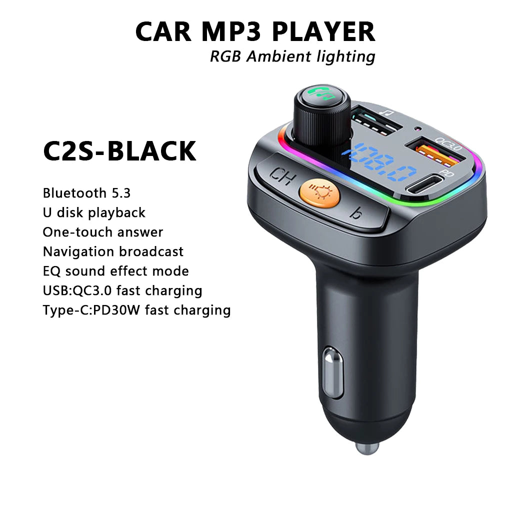 Émetteur FM Bluetooth Voiture – Lecteur MP3 Mains Libres Écran LCD Chargeur USB 12-24V – CLEVI Paris
