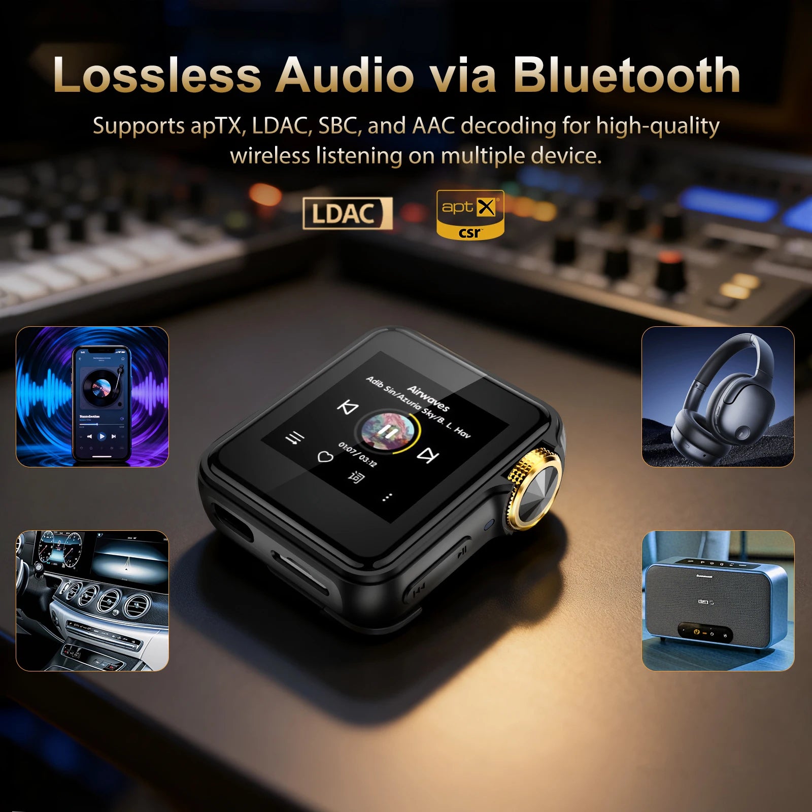 Lecteur MP3 HiFi Clip H2 Mini – Bluetooth LDAC aptX, DSD256, DAC ESS, 64 Go