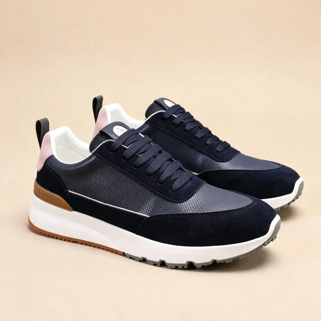 Sneakers Cuir Perforé Homme Lacets & Daim – CLEVI Paris