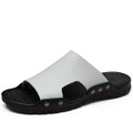 Fashion New Men's Crocodile Embossed Leather Slippers Casual Sandals For Men Summer Open Toe Beach Garden Shoes Flip Flops