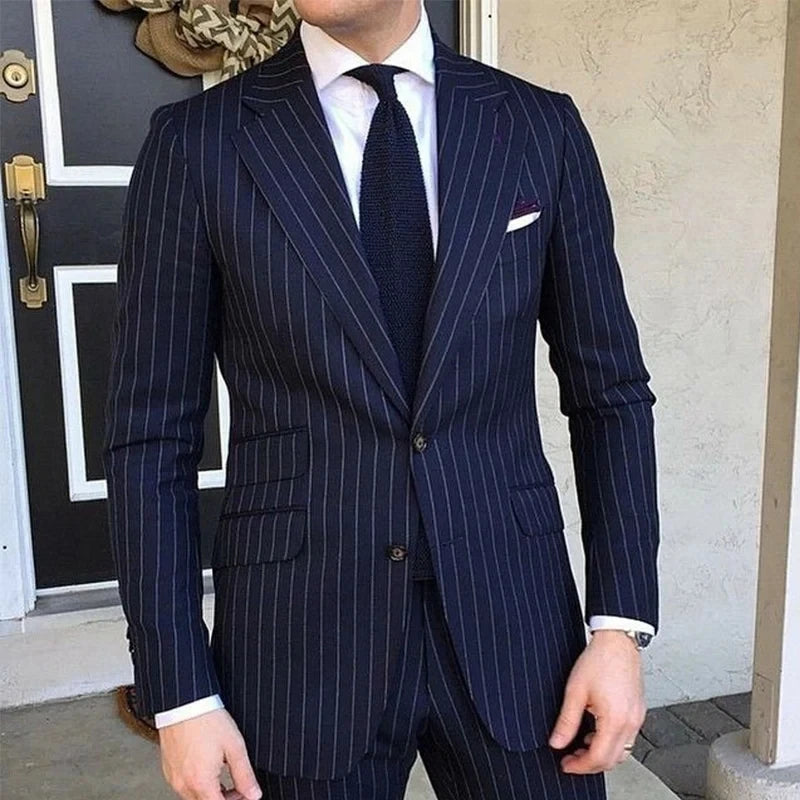 Costume Homme Bleu Marine Rayures – CLEVI Paris