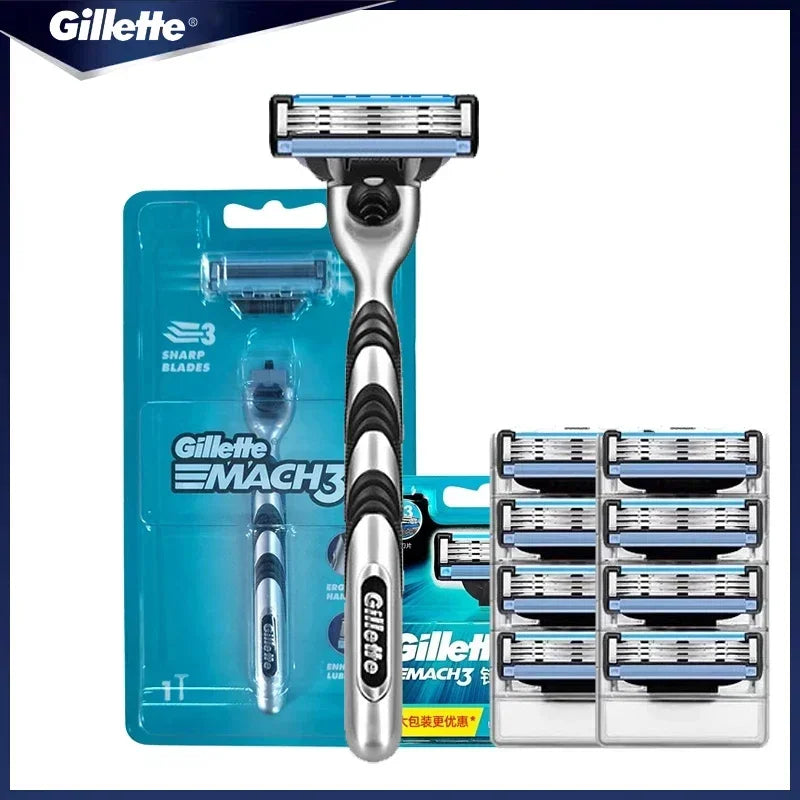 Rasoir Manuel Gillette Mach 3 Homme – 3 Lames Acier Inoxydable Bande Hydratante Rasage Précis – CLEVI Paris
