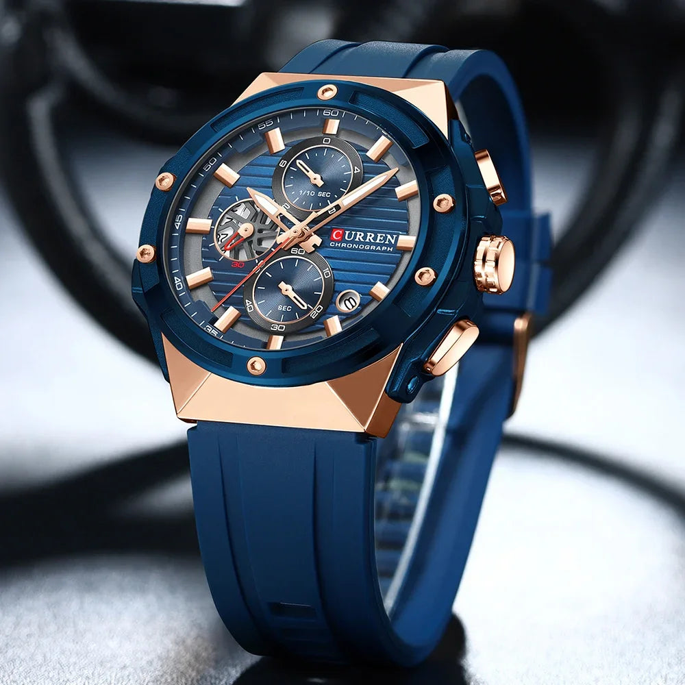CURREN Montre Quartz Japonais Homme Sport Cadran Créatif Silicone Lumineux 45mm – CLEVI Paris