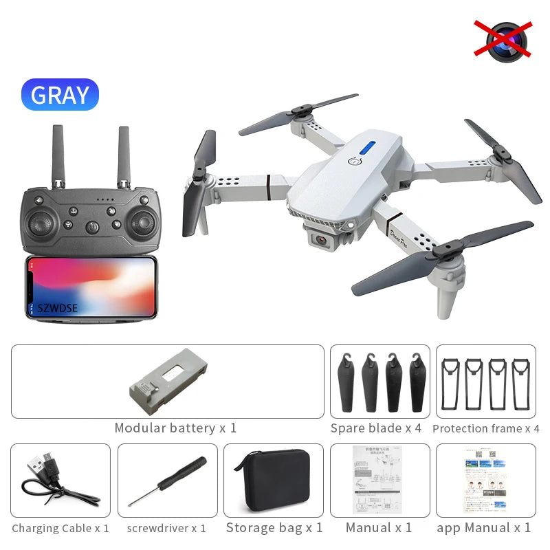 Mini Drone Pliable E88 PRO – FPV WiFi, Maintien d'Altitude, Mode Sans Tête & Vol en Trajectoire – CLEVI Paris