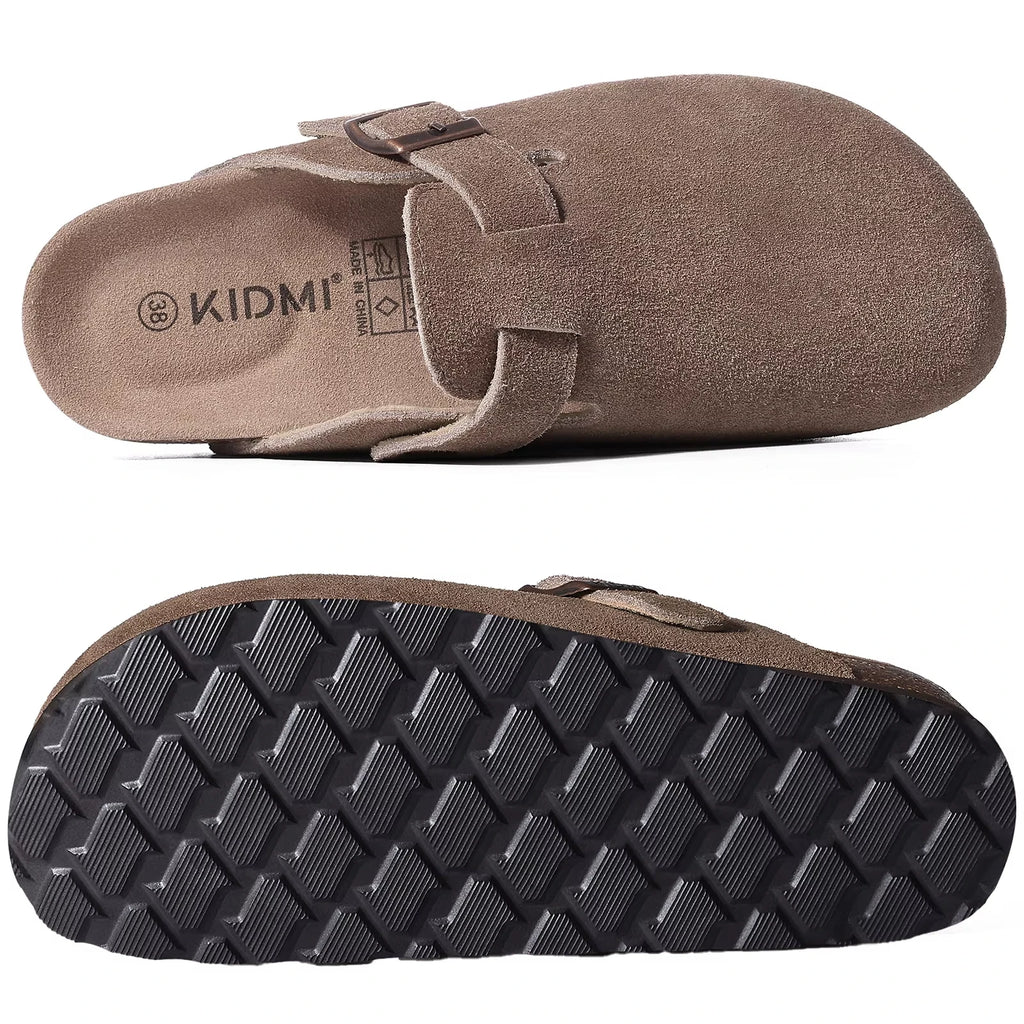 Mules Suède Boucle Métal Semelle Liège Soutien de Voûte | Mixte EU 36-46
