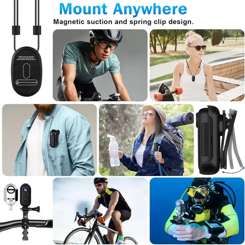Mini Caméra Corporelle Kaysunlink H88 – 4K UHD ou 1080P Pendentif Magnétique Clip 360° WiFi Format Pouce – CLEVI Paris