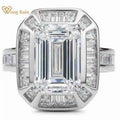 Bague Fiançailles Saphir Lab Taille Émeraude 8×12mm | Diamant Haute Carbone Argent 925 – CLEVI Paris
