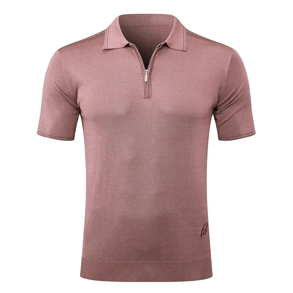 Polo Homme Soie & Bambou Brodé Manches Courtes Zip Casual Été Grandes Tailles M-5XL – CLEVI Paris