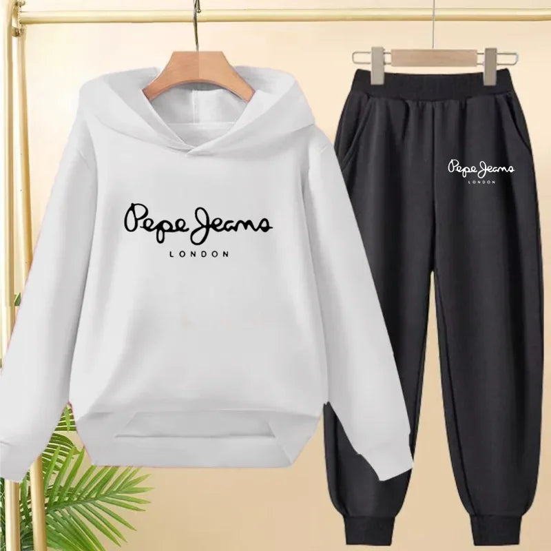 Ensemble Sweat à Capuche + Pantalon Enfant 3-13 Ans – Imprimé Lettres, Unisexe, Toutes Saisons – CLEVI Paris