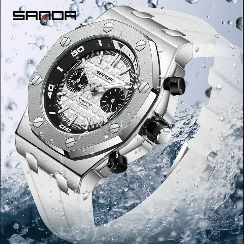 SANDA 7027 Montre Homme Double Affichage Analogique LED Bracelet PU 53mm Multifonctions 3 ATM 3 Coloris – CLEVI Paris