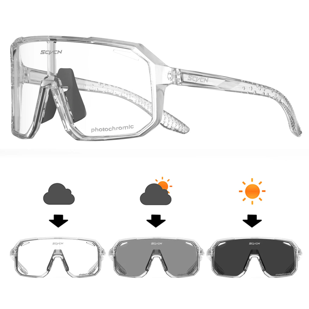 Lunettes de Cyclisme Photochromiques TR-90 | UV400, Verres Polycarbonate, Vélo Randonnée Outdoor, Unisexe – CLEVI Paris
