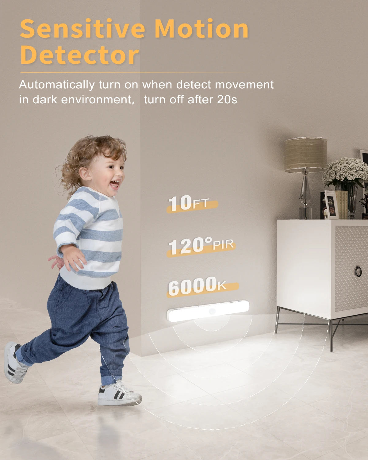 Barre LED Tactile 60 LED Capteur de Mouvement — CLEVI Paris