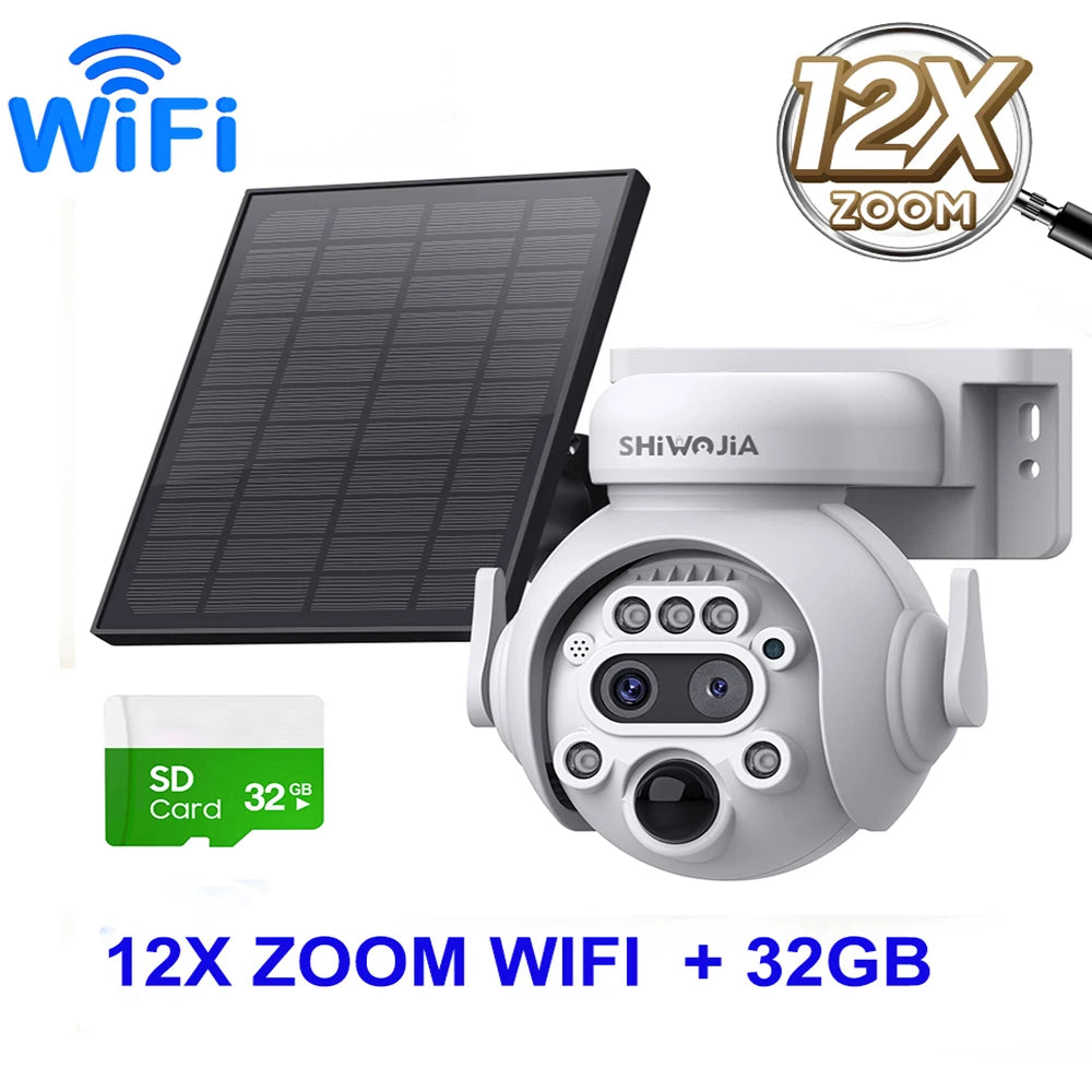 Caméra Solaire Extérieure 8MP 4K Double Objectif Zoom 12x 4G Wi-Fi PIR IP65 – CLEVI Paris