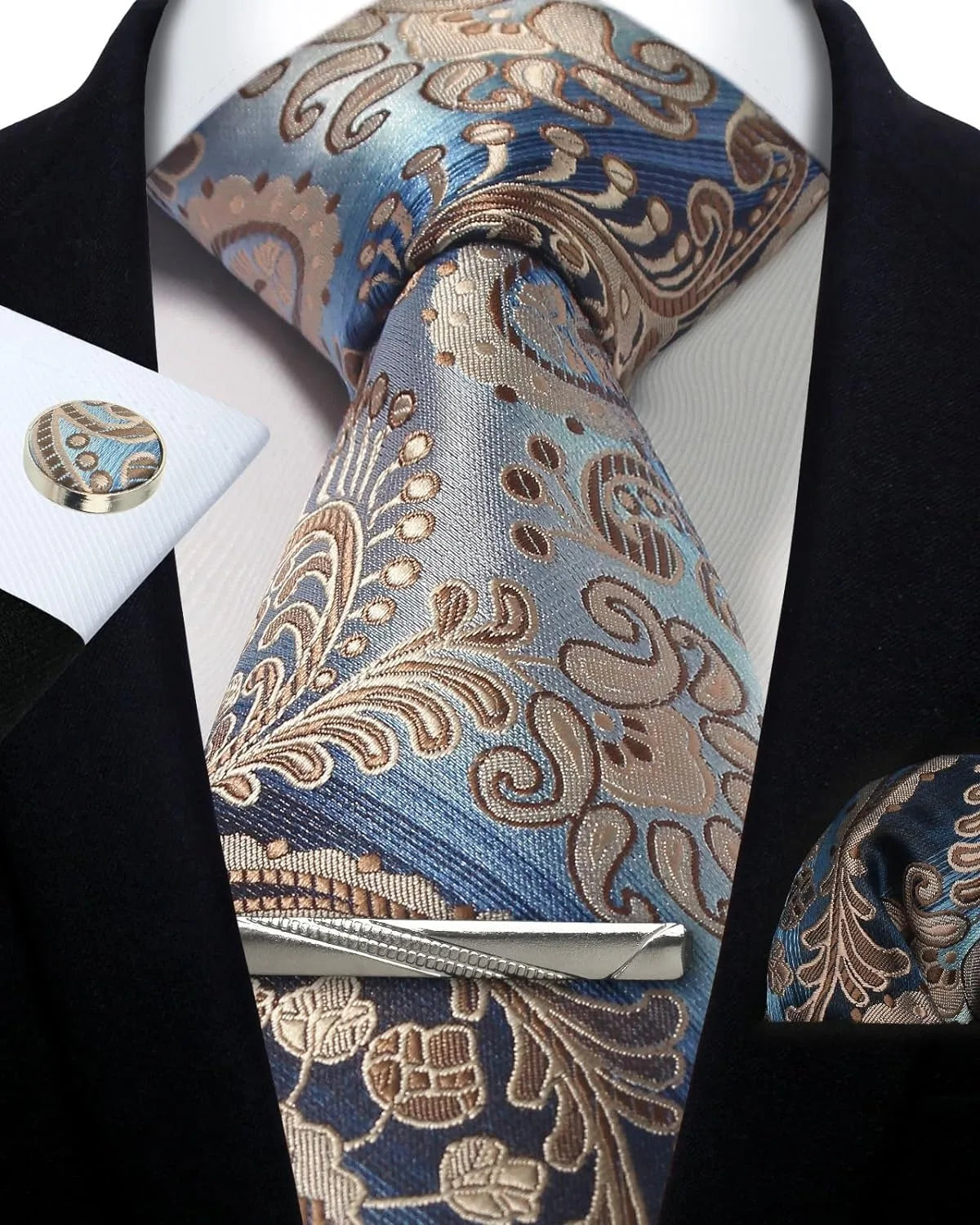 Ensemble cravate homme 4 pièces paisley – CLEVI Paris