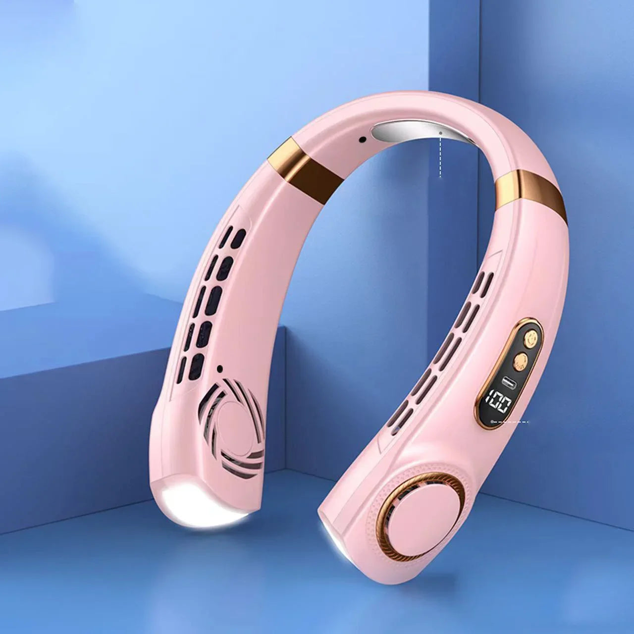 Ventilateur Tour de Cou JKUOO Rechargeable USB 5 Vitesses LED Mains Libres – CLEVI Paris