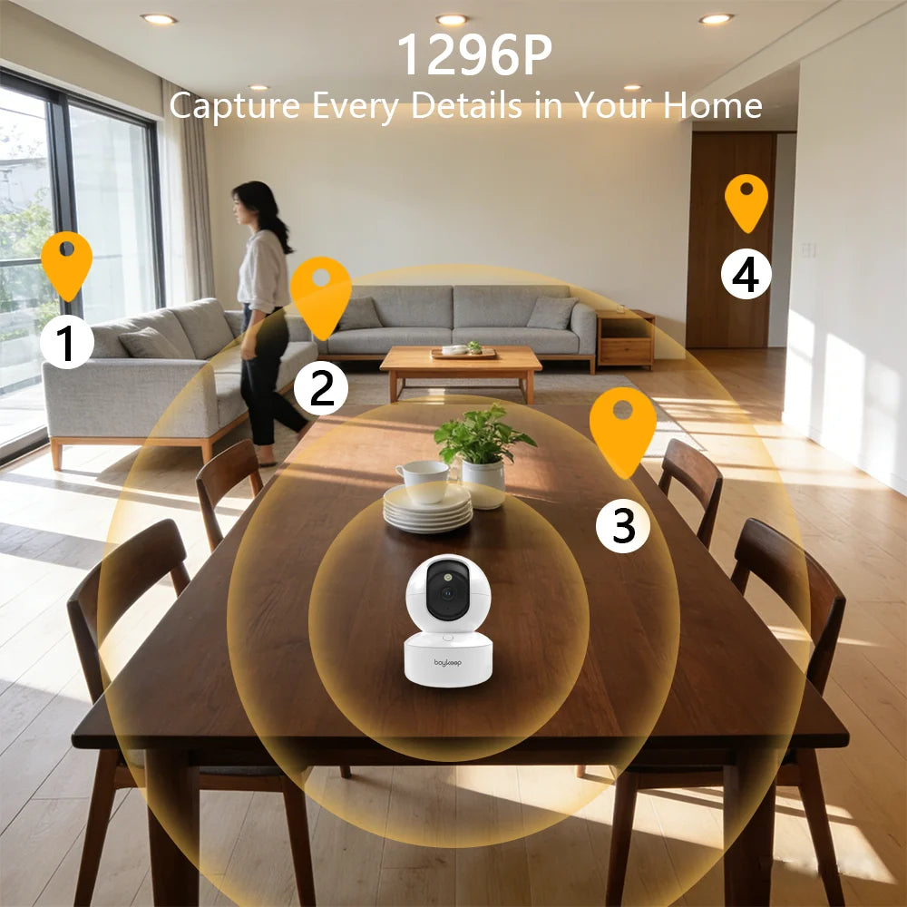 Caméra Dôme Intérieure 3MP WiFi Dual-Band 360° Suivi Auto Vision Nocturne – CLEVI Paris