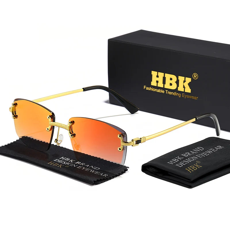 Lunettes de Soleil Carrées Sans Monture Femme HBK – Verres Dégradés UV400 – CLEVI Paris