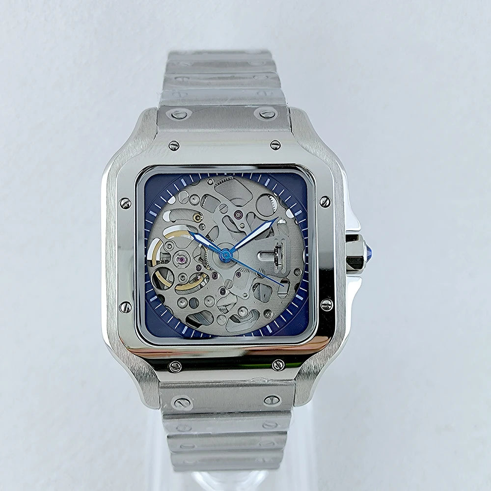 Montre Homme Automatique NH70 38mm – Boîtier Carré Acier 316L Verre Minéral Étanche Bracelet Plié – CLEVI Paris
