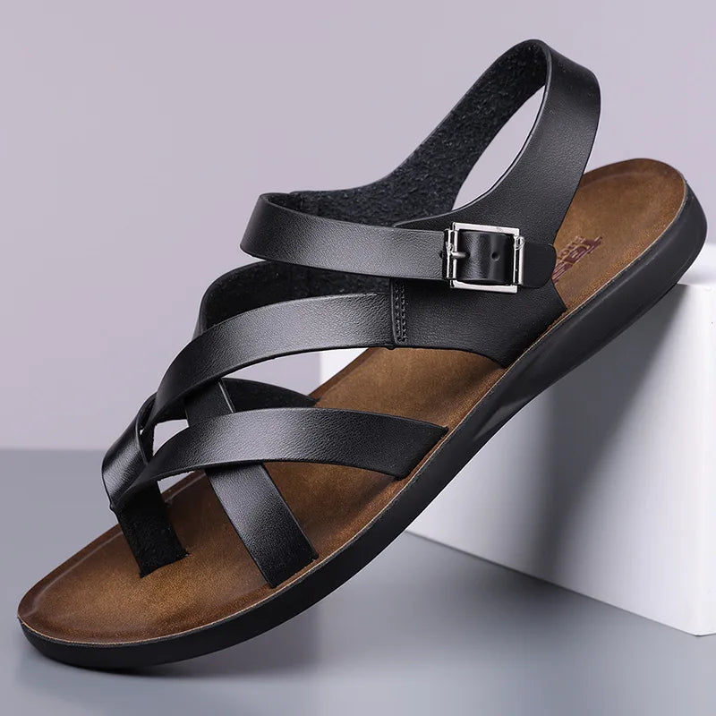 Sandales Gladiateur Homme Style Romain Cuir Verni Respirant | Plage & Outdoor EU 39-45