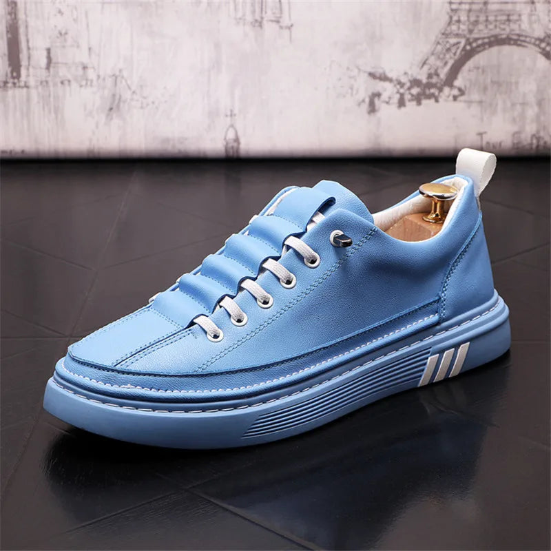 Sneakers Plateforme Homme Daim Brodé – Loafers Casual Respirants