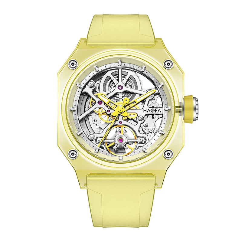 Montre Homme Automatique Squelette Boîtier Cristal Transparent Double Face Lumineux Haofa 2208 – CLEVI Paris