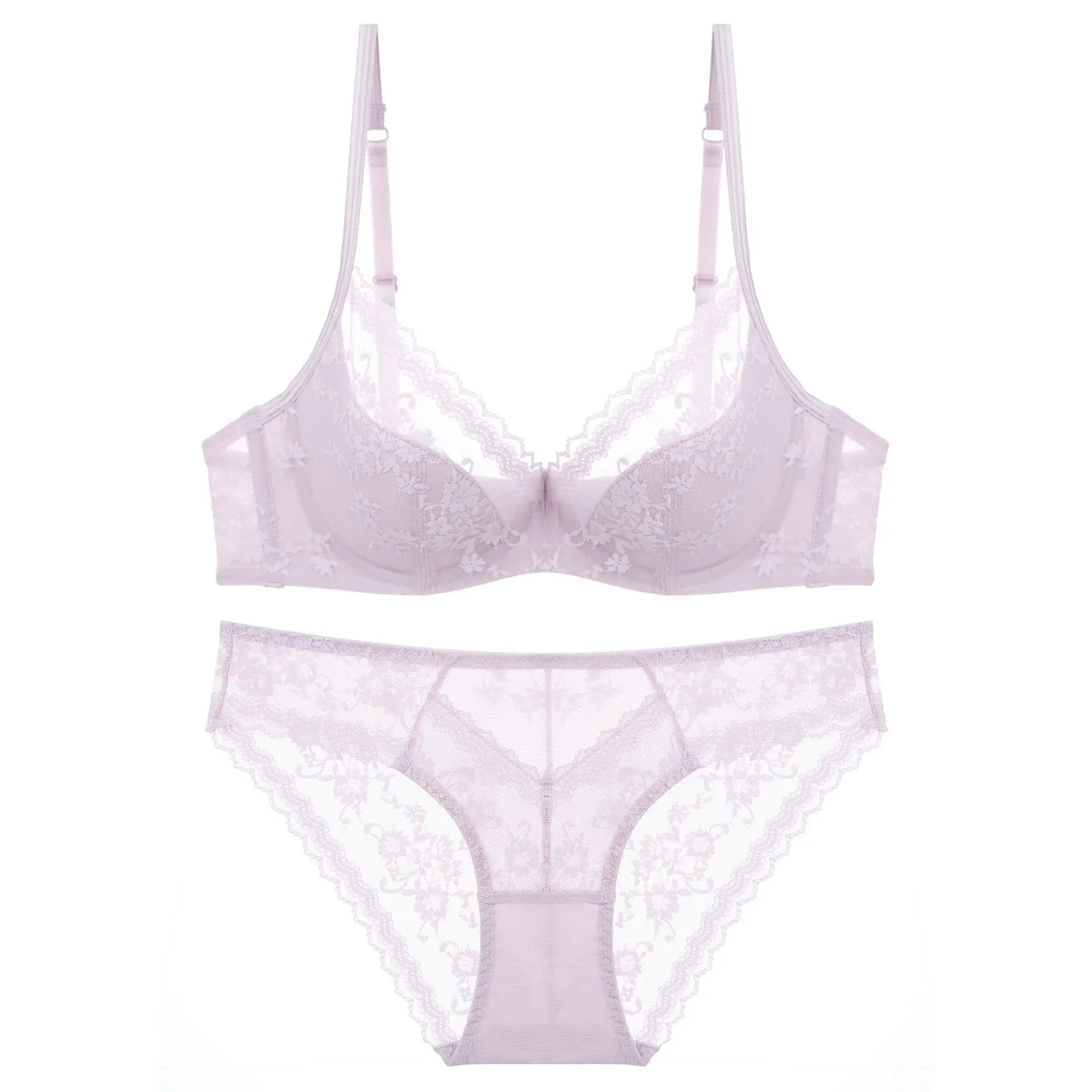 Ensemble Lingerie Dentelle Brodée Push-Up — Soutien-Gorge & Culotte | CLEVI Paris