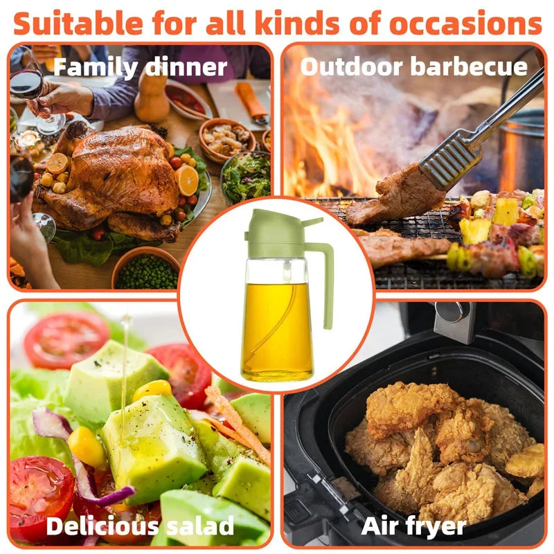 Vaporisateur d'Huile 2-en-1 Cuisine 500ml | Spray & Verseur Plastique – CLEVI Paris