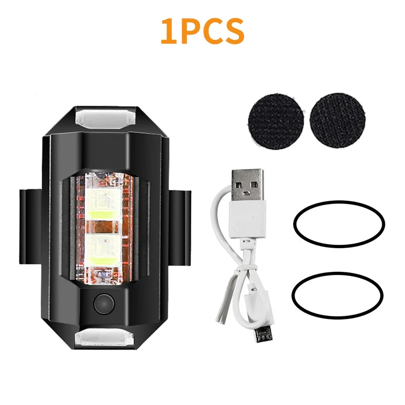 Feux Stroboscopiques LED 7 Couleurs USB – Anti-Collision, 30 Modes, 8h Autonomie – Moto, Vélo & Drone – CLEVI Paris