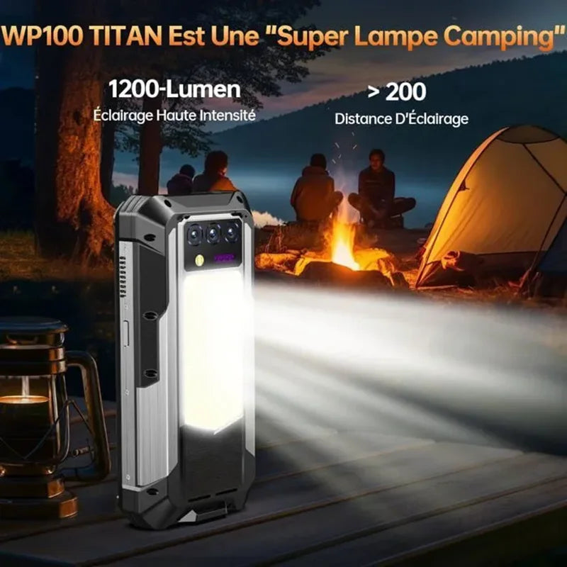OUKITEL WP100 Titan Rugged 5G Projecteur 100lm 33000mAh 1200lm 200MP Android 14 IP68 – CLEVI Paris