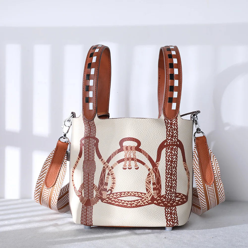 Sac Seau Cuir Véritable Femme Motif Peinture – CLEVI Paris