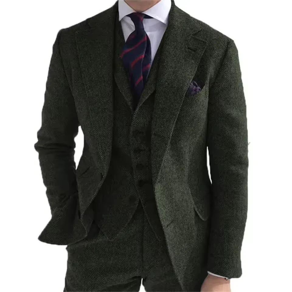 Costume homme 3 pièces habillé à chevrons – CLEVI Paris