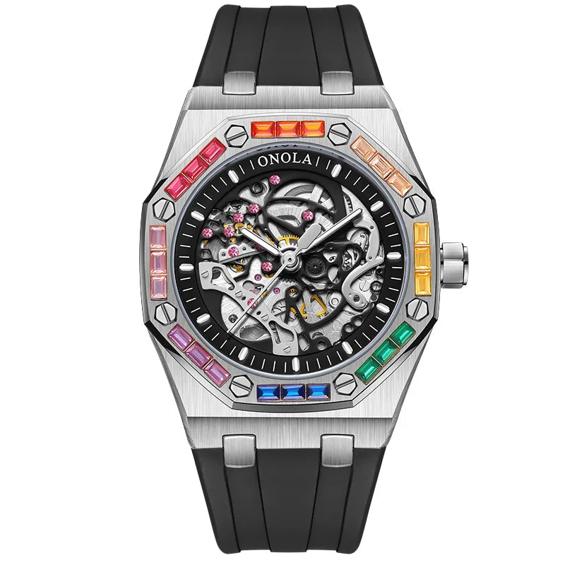 Montre Mécanique Automatique Homme PAULAREIS P 3834D – Squelette Lumineux Bracelet Silicone