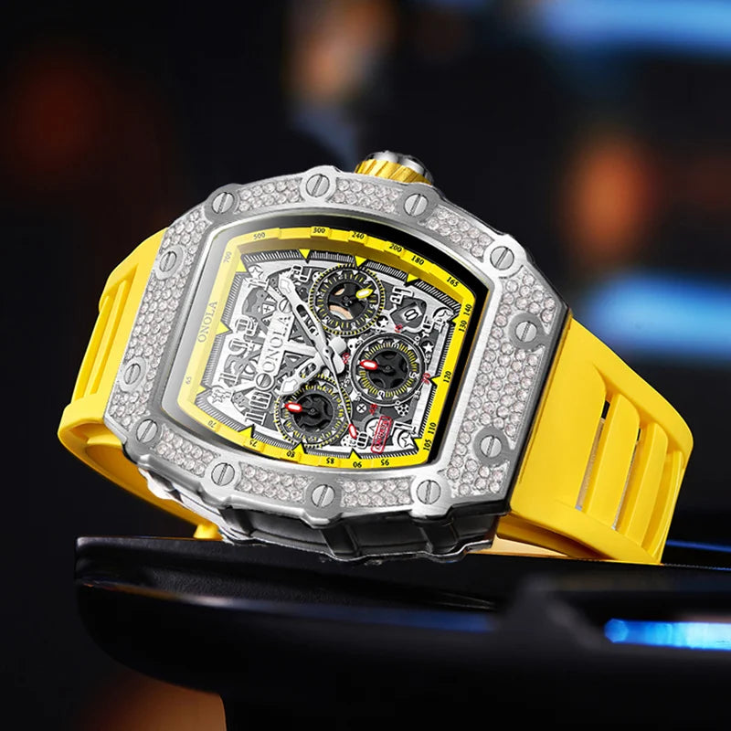 ONOLA Montre Automatique Homme Tonneau Squelette Lumineux Étanche 3ATM – CLEVI Paris