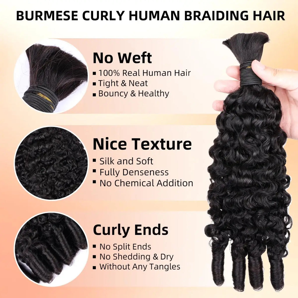Cheveux Humains à Tresser Deep Wave & Bouclés Birmans Remy – Lot 1 à 5 Mèches – CLEVI Paris