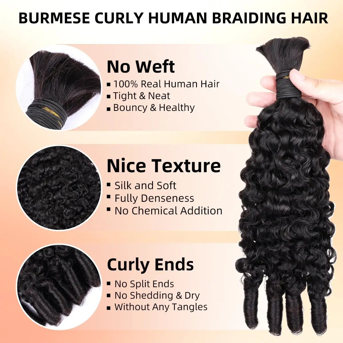 Cheveux Humains à Tresser Deep Wave & Bouclés Birmans Remy – Lot 1 à 5 Mèches – CLEVI Paris