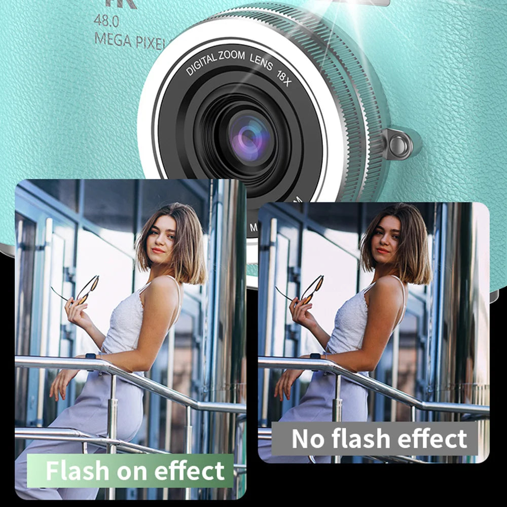 Appareil Photo Numérique CCD 48MP 4K Zoom 8x Écran Selfie 180° | Filtres Beauté Cadeau