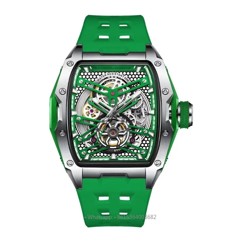 Montre BG5502 – Automatique Tonneau 46 mm, Cadran Squelette, Verre Saphir, Aiguilles Lumineuses, Étanche 50 ATM – CLEVI Paris