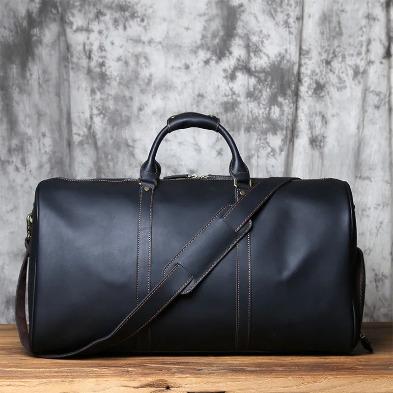 Sac de voyage rétro en cuir NZPJ – CLEVI Paris
