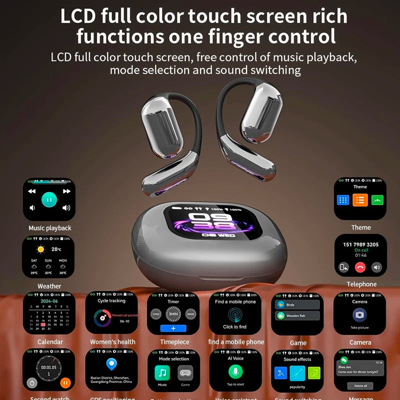 Écouteurs Traducteur IA UYUXIO OWS – 144 Langues, Écran LCD Tactile, 60H