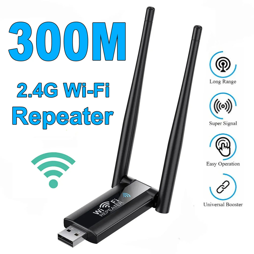 Répéteur WiFi USB 300 Mbps 2,4 GHz – Amplificateur de Signal Sans Fil Plug & Play