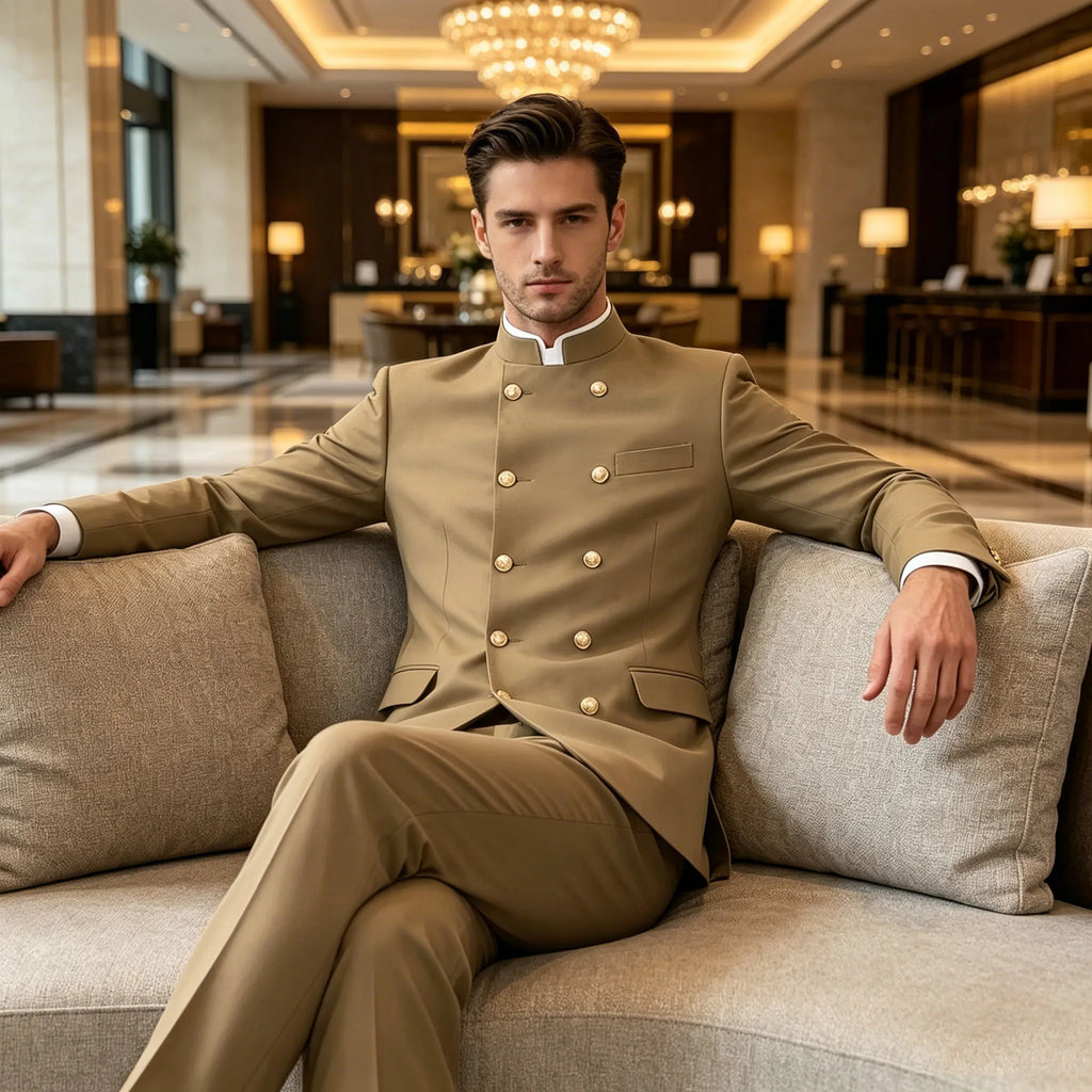 Costume Col Mandarin Homme Croisé – CLEVI Paris